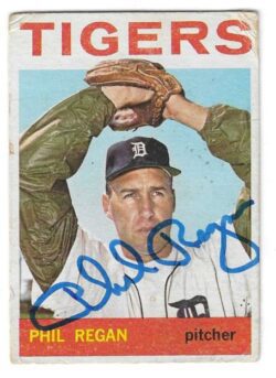 Autographed Phil Regan Detroit Tigers 1964 Topps Card