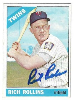 Autographed RICH ROLLINS Minnesota Twins 1966 Topps Card
