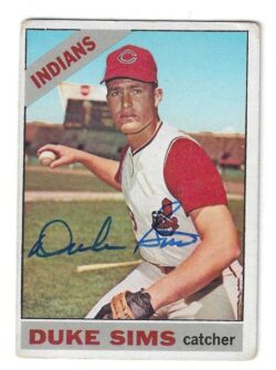 Autographed DUKE SIMS Cleveland Indians 1966 Topps Card