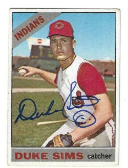 Autographed DUKE SIMS Cleveland Indians 1966 Topps Card