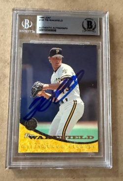 Signed TIM WAKEFIELD Pittsburgh Pirates 1994 Leaf Card #155 Beckett Slabbed