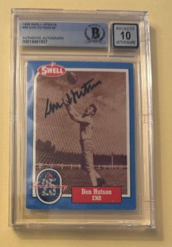 Signed DON HUTSON Green Bay Packers 1988 Swell HOF Card #59 Beckett Slabbed Auto Grade 10