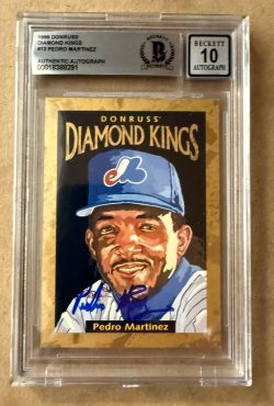 Signed PEDRO MARTINEZ Montreal Expos 1996 Donruss Diamond King Card #12 Beckett BAS 10