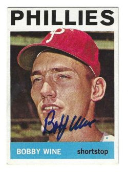 Autographed BOBBY WINE Philadelphia Phillies 1964 Topps Card