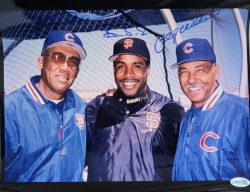 Autographed FERGIE JENKINS Cubs, BARRY BONDS Giants and BILLY WILLIAMS Cubs 11X14 photo JSA