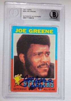 Autographed JOE GREENE Pittsburgh Steelers 1971 Topps Rookie card #245 BAS Beckett Slabbed