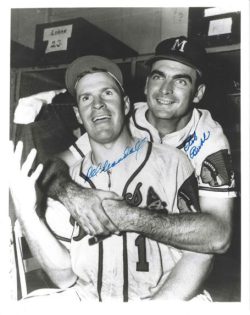 AUTOGRAPHED DEL CRANDALL and BOB BUHL 8x10 Milwaukee Braves Photo