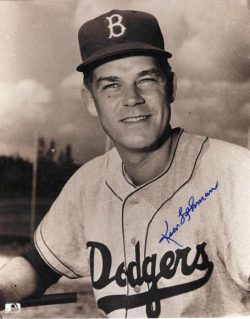 AUTOGRAPHED KEN LEHMAN 8X10 Brooklyn Dodgers photo