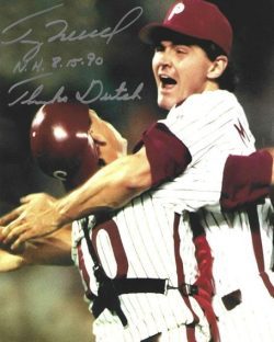 AUTOGRAPHED TERRY MULHOLLAND "8/15/90 Thanks Dutch" 8X10 Philadelphia Phillies Photo