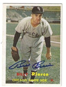 Autographed BILLY PIERCE 1957 Chicago White Sox Topps Card