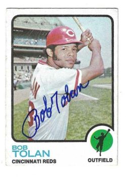 Autographed BOBBY TOLAN Cincinnati Reds 1973 Topps Card