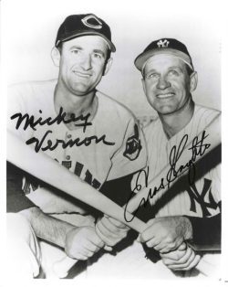 AUTOGRAPHED MICKEY VERNON Cleveland Indians and ENOS SLAUGHTER New York Yankees 8x10 photo