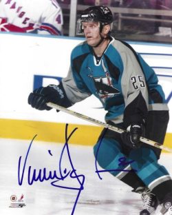 Autographed VINCENT DAMPHOUSSE 8X10 San Jose Sharks photo