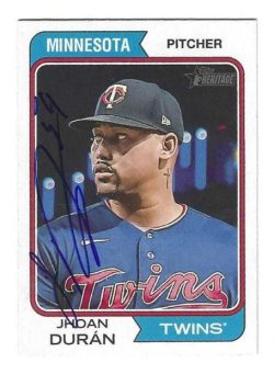 Autographed JHOAN DURAN Minnesota Twins 2023 Topps Heritage Card