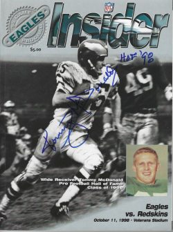 Autographed TOMMY McDONALD Philadelphia Eagles 10/11/1998 Insider Football Program