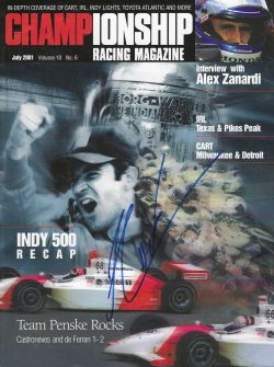 Autographed Helio Castroneves Indy Championship Racing Magazine July 2001