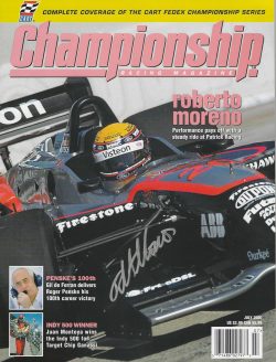 Autographed ROBERTO MORENO Indy Championship Racing Magazine July 2000
