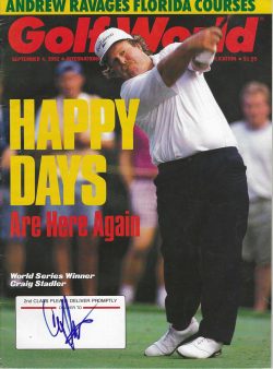 Autographed CRAIG STADLER Golf World Magazine 9/4/1992