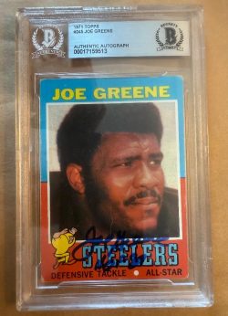 Autographed JOE GREENE Pittsburgh Steelers 1971 Topps Rookie card #245 BAS Beckett Slabbed
