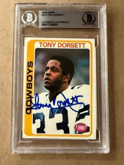 Autographed TONY DORSETT Dallas Cowboys 1978 Topps Card #315 Beckett Slabbed