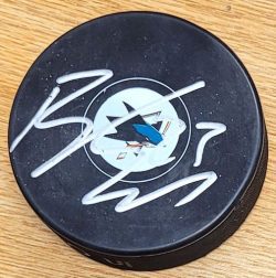 Autographed BARCLAY GOODROW San Jose Sharks Hockey Puck