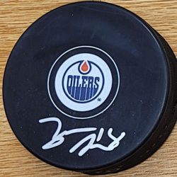 Autographed ZACH HYMAN Edmonton Oilers Hockey Puck
