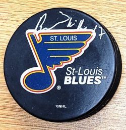 Autographed BASIL MCRAE St. Louis Blues Hockey Puck
