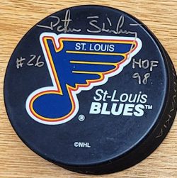 Autographed PETER STASTNY "HOF 98" St. Louis Blues Hockey Puck
