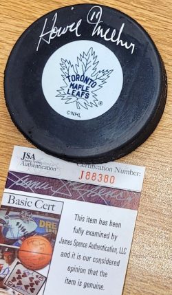 Autographed HOWIE MEEKER Toronto Maple Leafs Hockey Puck JSA