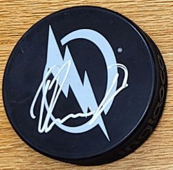Autographed OLIVER BJORKSTRAND Tampa Bay Lightning Hockey Puck