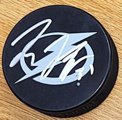 Autographed JONAS JOHANSSON Tampa Bay Lightning Hockey Puck