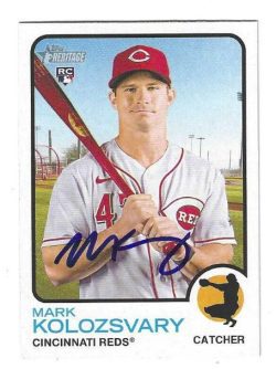 Autographed MARK KOLOZSVARY Cincinnati Reds 2022 Topps Heritage Card