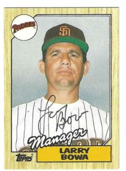 Autographed LARRY BOWA San Diego Padres 1987 Topps Card
