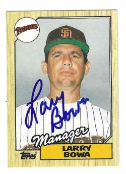 Autographed LARRY BOWA San Diego Padres 1987 Topps Card