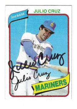 Autographed JULIO CRUZ Seattle Mariners 1980 Topps Card