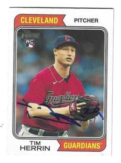 Autographed TIM HERRIN Cleveland Guardians 2023 Topps Heritage Card