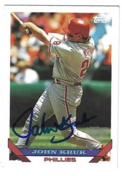 Autographed JOHN KRUK Philadelphia Phillies 1993 Topps Card