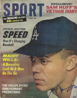 Autographed MAURY WILLS LOS ANGELES DODGERS Sport Magazine May 1966
