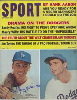 Autographed MAURY WILLS LOS ANGELES DODGERS Sport Magazine October 1965