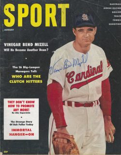 Autographed Vinegar Bend Mizell St. Louis Cardinals Sport Magazine August 1956