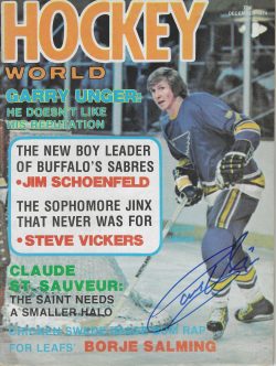 Autographed Garry Unger St. Louis Blues Hockey World Magazine December 1974