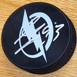 Autographed GAGE GONCALVES Tampa Bay Lightning Hockey Puck