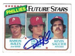 Autographed DICKE NOLES Philadelphia Phillies 1980 Topps Card