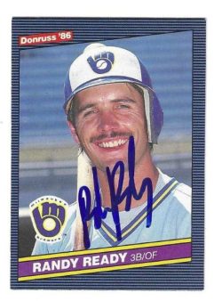 Autographed RANDY READY Milwaukee Brewers 1986 Donruss Card