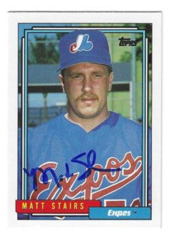 Autographed MATT STAIRS Montreal Expos 1992 Topps Card #110T