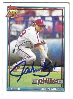 Autographed JOHN KRUK Philadelphia Phillies 1991 Topps Card