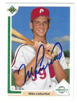 Autographed MIKE LIEBERTHAL Philadelphia Phillies 1991 Upper Deck Card
