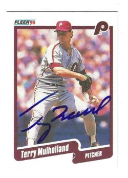 Autographed TERRY MULHOLLAND Philadelphia Phillies 1990 Fleer Card