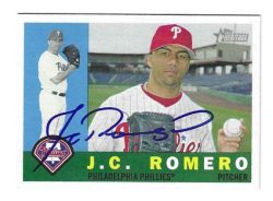 Autographed J.C. ROMERO Philadelphia Phillies 2009 Topps Heritage Card