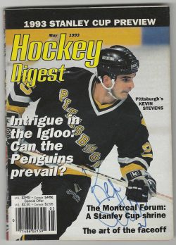 Autographed KEVIN STEVENS Pittsburgh Penguins Hockey Digest Magazine May 1993